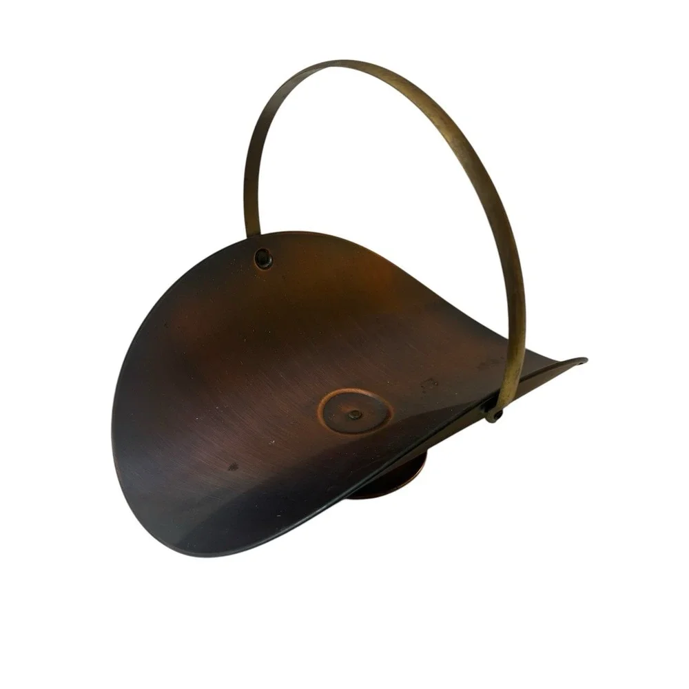 Vintage Coppercraft Guild Burnished Copper Basket with Brass Swing Handle